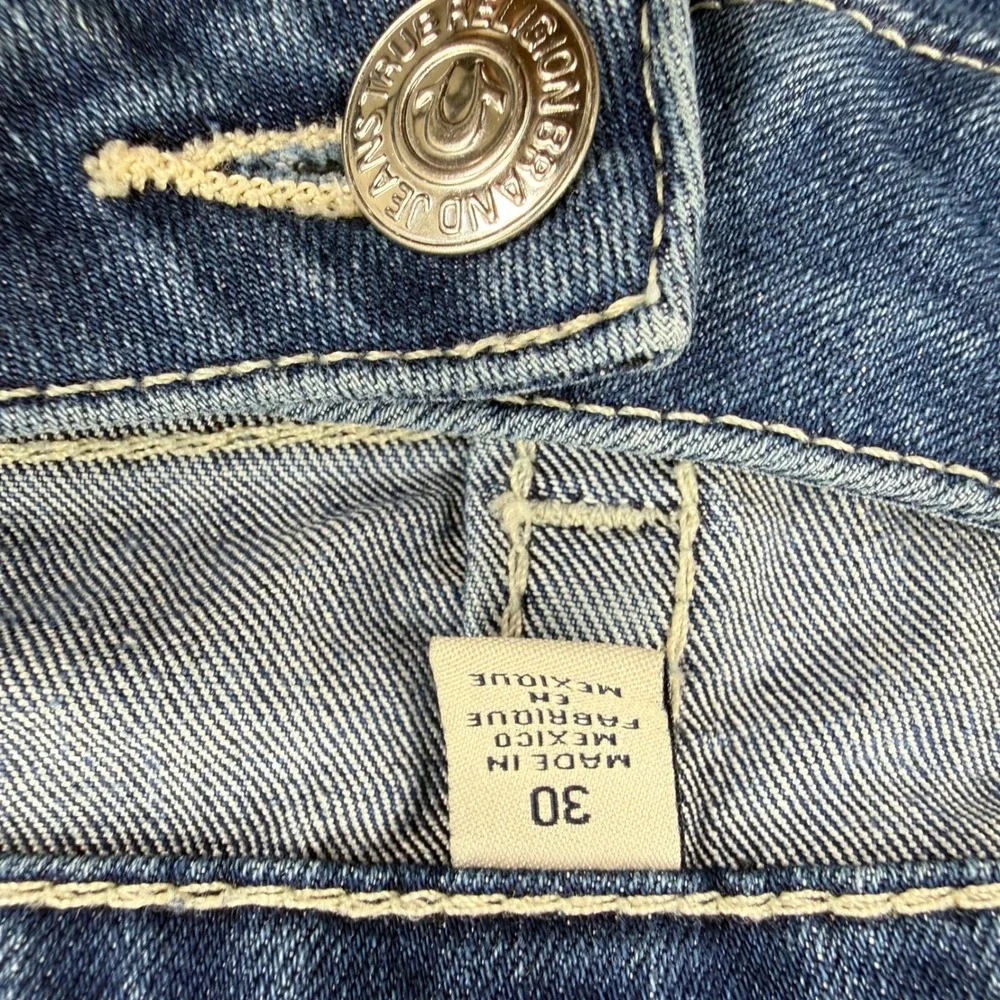 True Religion Skinny Jeans 30W x 31L Blue Low Rise Contrast Stitch Denim Women's